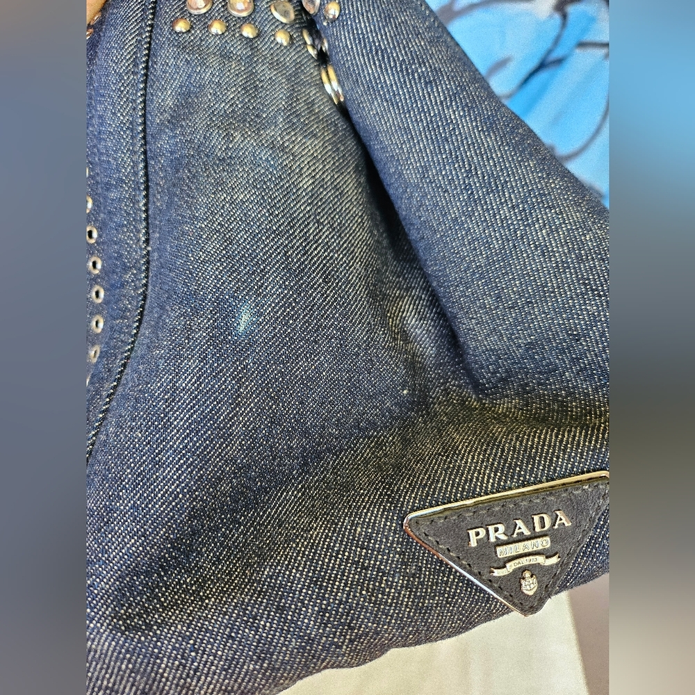 EUC Prada Canapa 2 way Studded Tote Bag - Picture 9 of 17